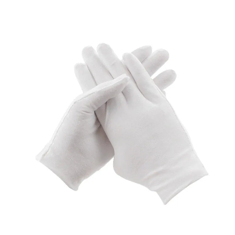 Pure Cotton Work White Gloves Etiquette Gloves Collectible Items White Anti-slip and Anti-stain Cotton Wear-resistant Gloves Peaceful Pleasures Health and Wellness