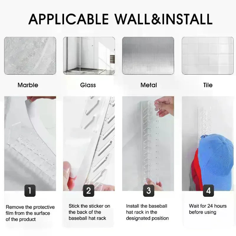 Acrylic Baseball Cap Display & Storage Rack | Clear Hat Holder