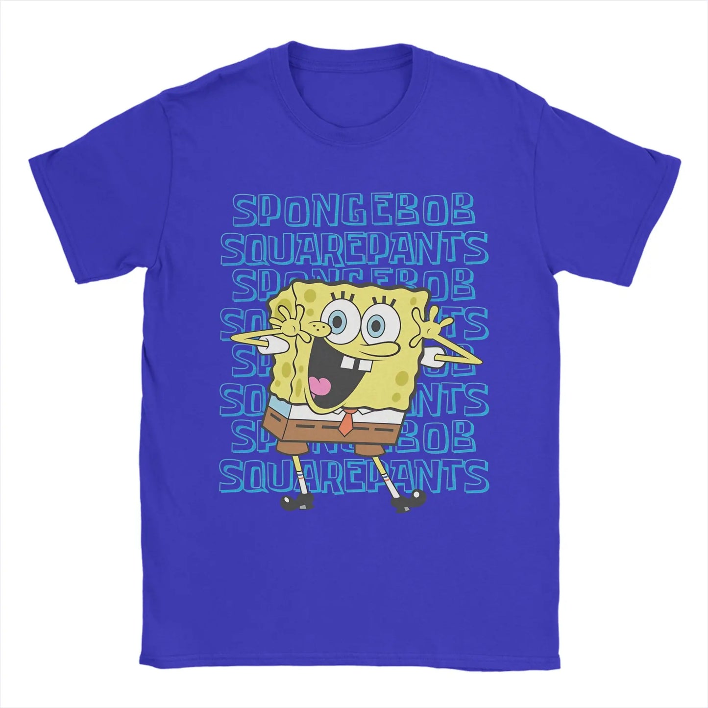 Fun S-Spongebobs T-Shirts Men Crew Neck Pure Cotton T Shirt Short Sleeve Tee Shirt Printed Clothing Peaceful Pleasures Health and Wellness Blue XL