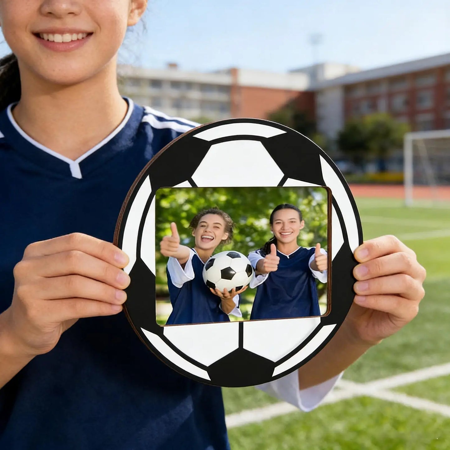 20cm Wooden Soccer Picture Frame | 4x6 Photo with Stand