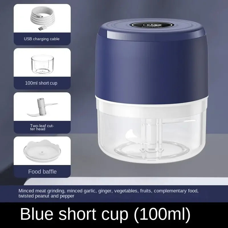 Hot Sale Mini Electric Garlic Chopper 100ml Portable Cordless USB Charging Kitchen Grinder Tool for Onion Vegetable Meat Grinder Peaceful Pleasures Health and Wellness 100ml