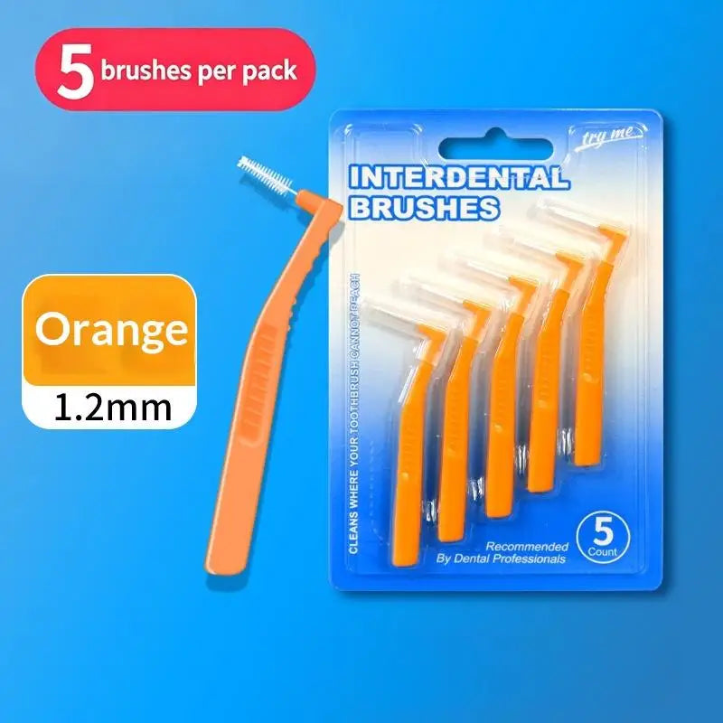 2/5Pcs L-shaped Interdental Brushes Portable Soft Bristle Interdental Cleaners Brushes Travel Peaceful Pleasures Health and Wellness A3