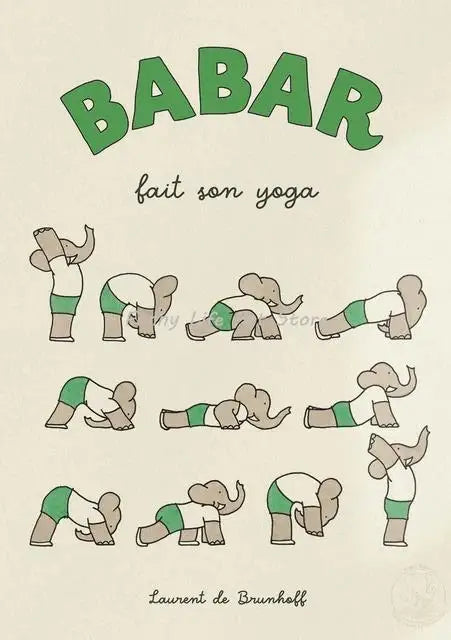 Vintage Babar Elephant Canvas Wall Art | Kids Nursery Poster