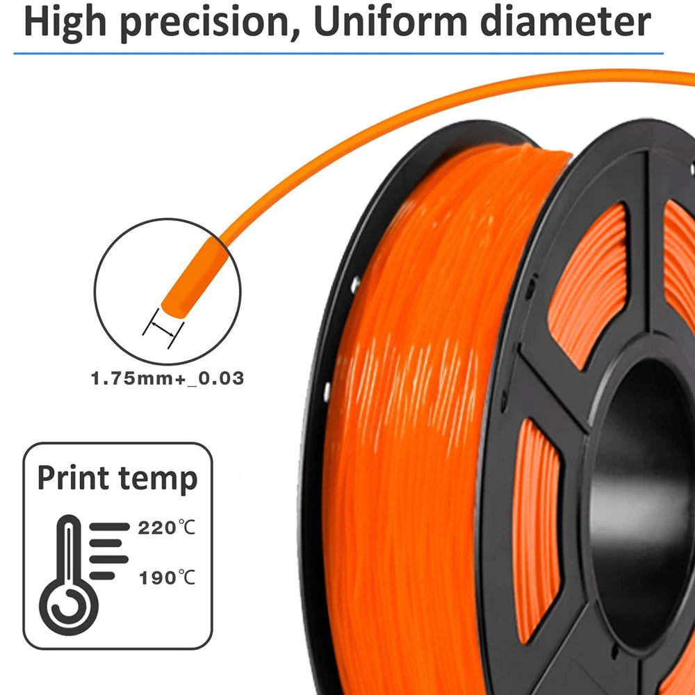 95A Orange TPU Filament 1.75mm Flexible 3D Printer Spool 250g