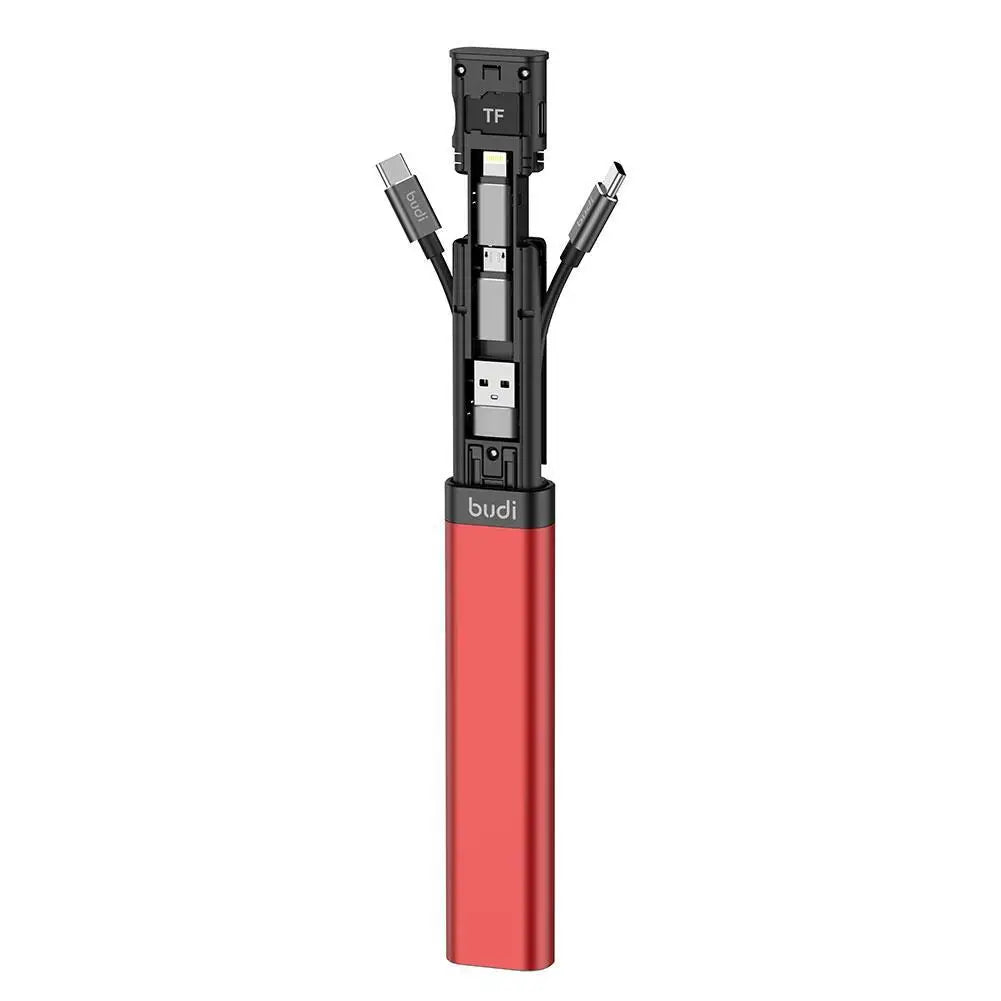 BUDI 7-in-1 USB Hub, Card Reader & Multi-Cable Adapter Stick