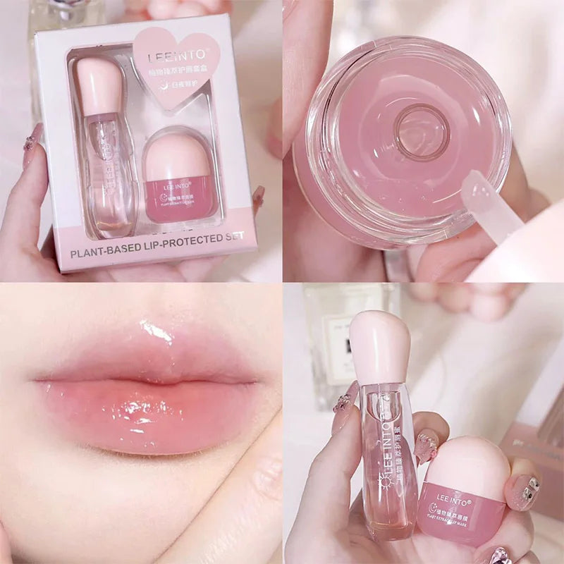 Leeinto Plant Essence Lip Care Set – Gloss, Mask & Primer