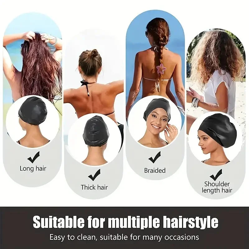 Large Silicone Swim Cap for Long Hair – Anti-Slip Waterproof