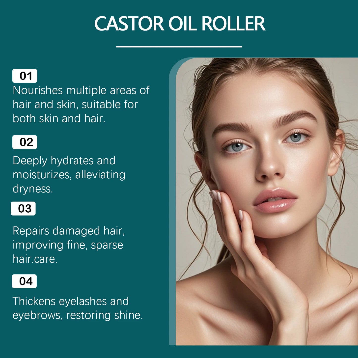 Cold-Pressed Castor Oil Roller | Hair, Lashes & Skin Care 50ml
