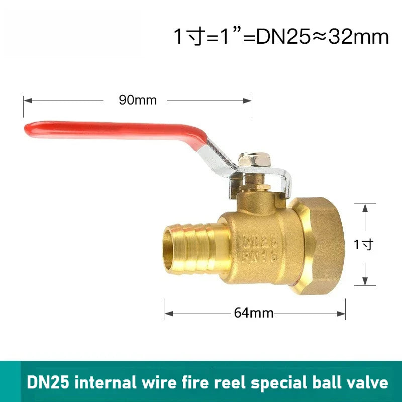 Brass Ball Valve 1" DN25 Female/Male Thread Copper Pipe Fitting