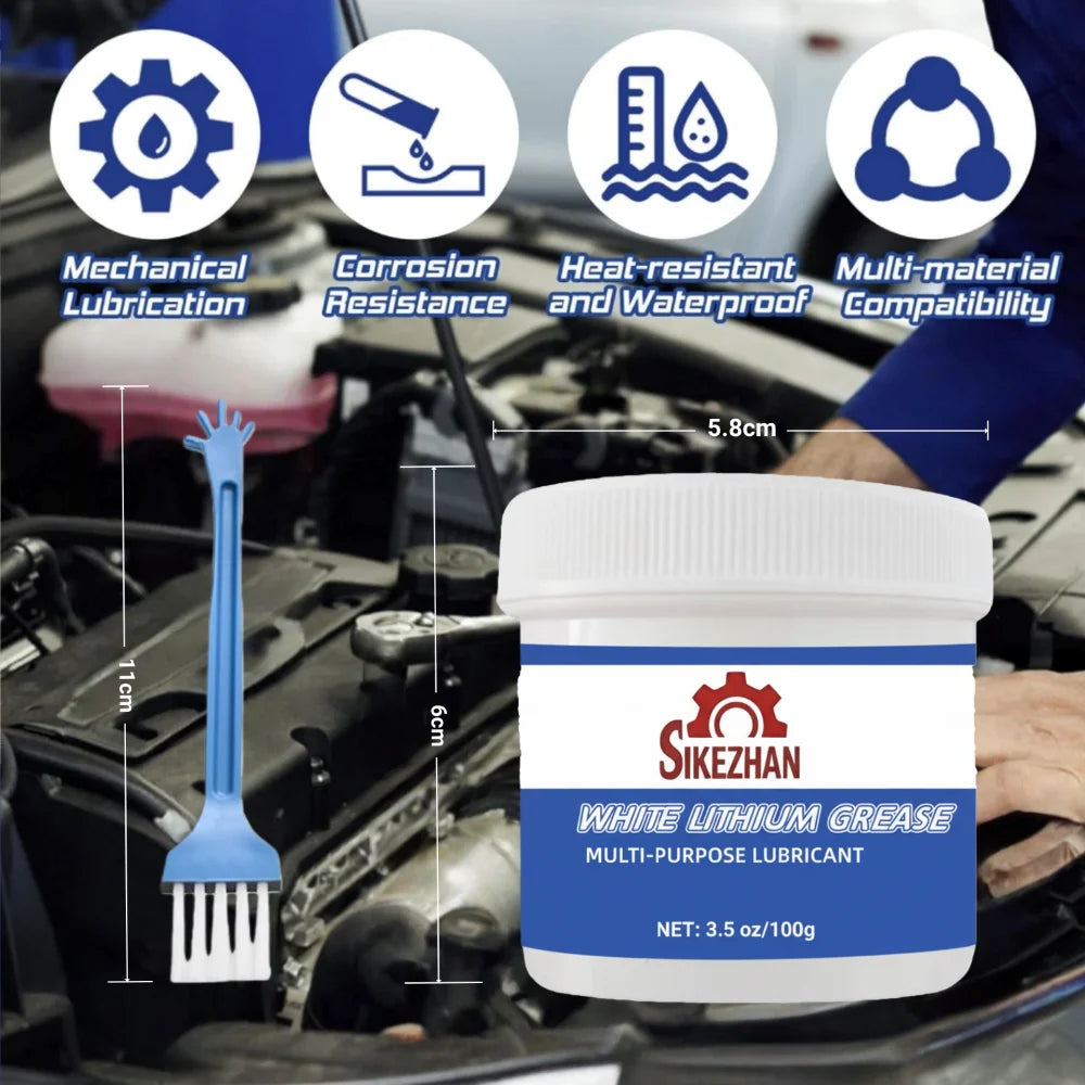 White Lithium Grease with Brush – Waterproof Multi-Purpose Lubricant