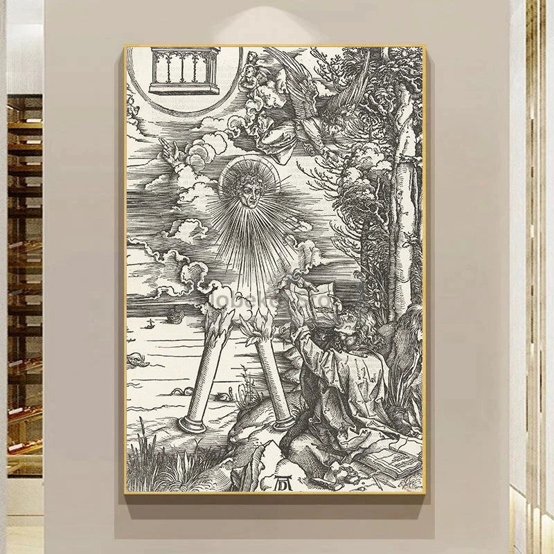 Albrecht Dürer Revelation Canvas Wall Art | B&W Christian Print