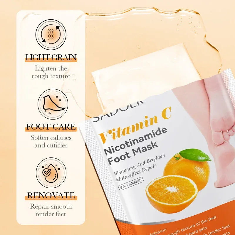 6 Pairs SADOER Fruits Foot Mask Moisturizing Foot Peeling Mask Exfoliating For Feet Spa Pedicure Exfoliant Feet Skin Care Peaceful Pleasures Health and Wellness