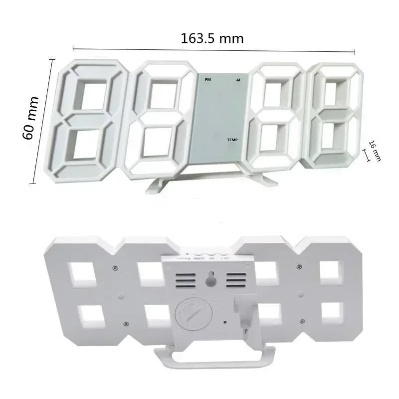 3D LED Digital Wall & Desk Clock with Alarm | Modern Decor