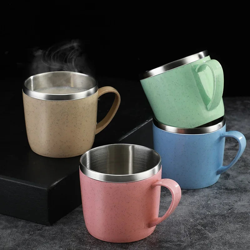 Double-Wall Stainless Steel Insulated Mug – Anti-Scald, Shatterproof, with Handle for Coffee, Tea & Milk