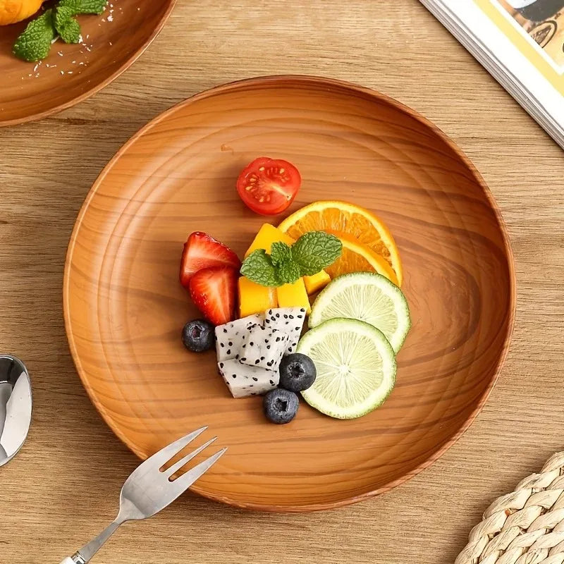 1pcs Japanese Style Tea Tray PP Plastic Rectangular Wood Grain Serving Tray for Home Hotel Restaurant Multipurpose Cup Plate Peaceful Pleasures Health and Wellness