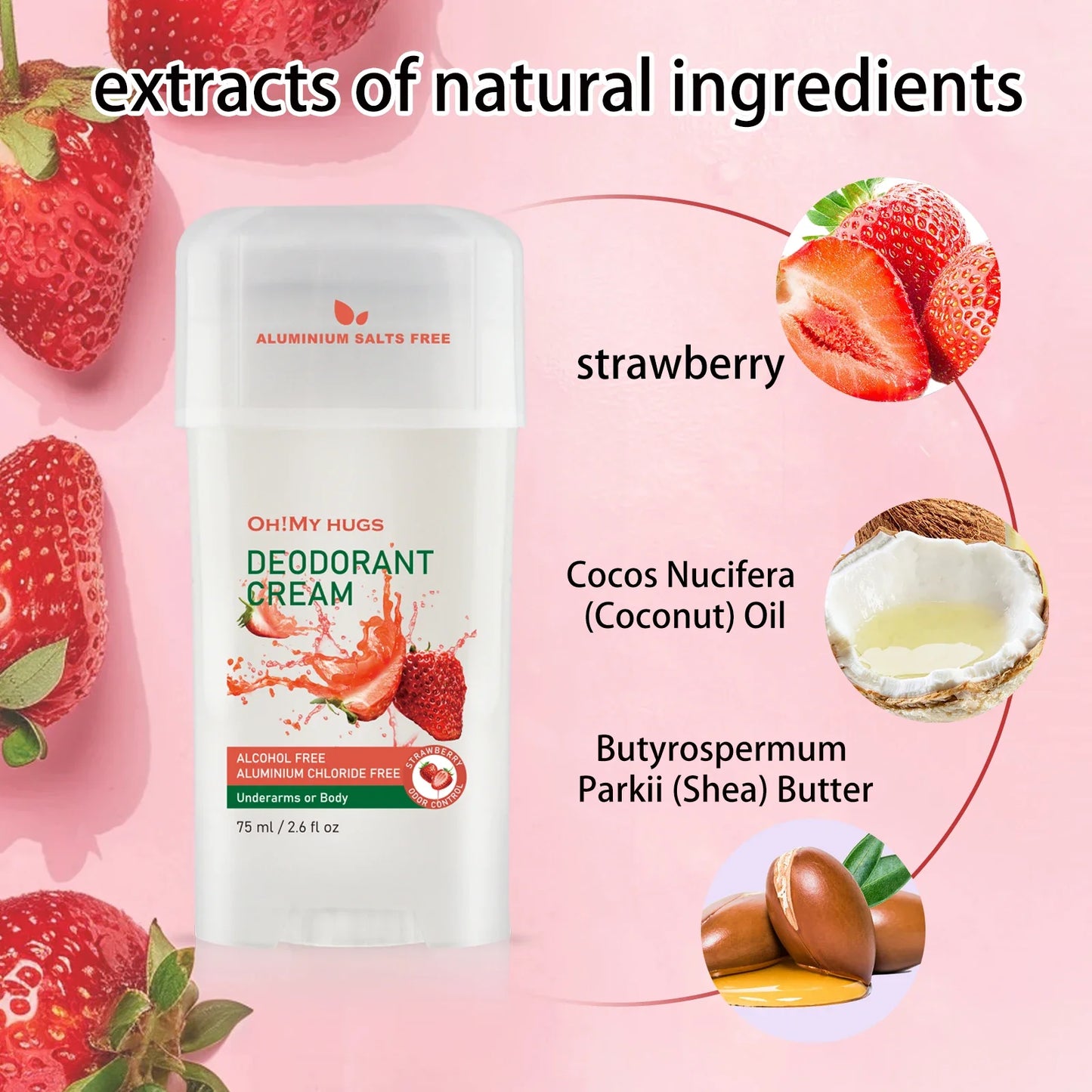 YURHERSU Strawberry Underarm Deodorizing Cream 75ml Unisex