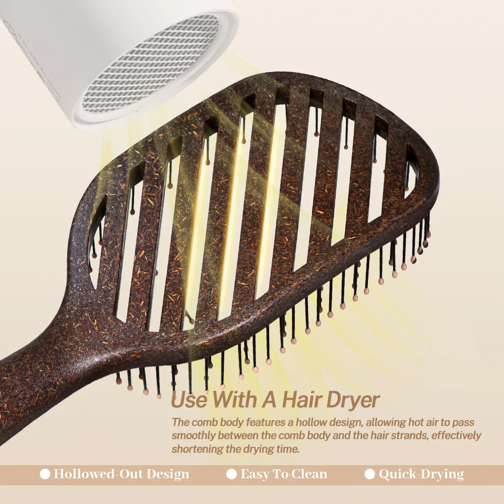 Hollow Boar Bristle Hair Brush – Detangling & Scalp Massage