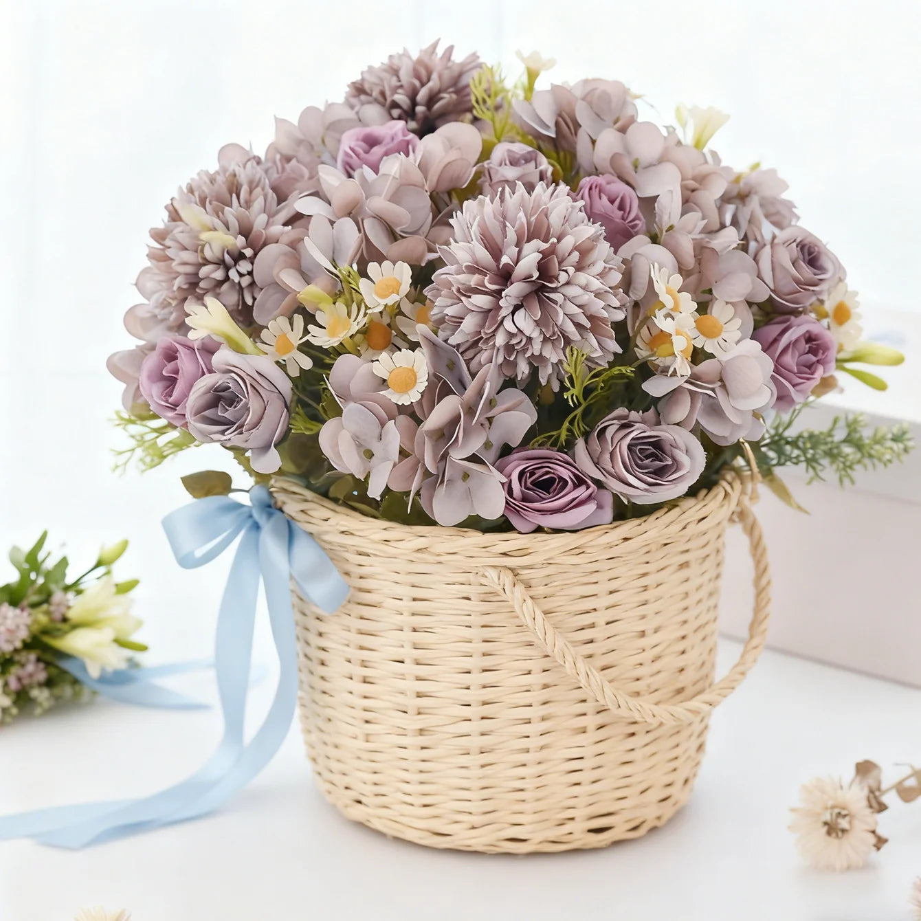 Artificial Chamomile Hydrangea Silk Bouquet | Wedding & Home Décor