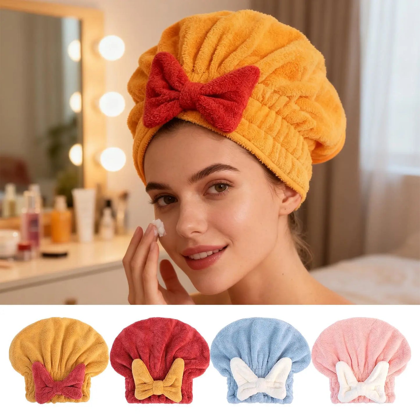 Bow-Knot Hair Drying Turban Wrap for Curly & Long Wet Hair