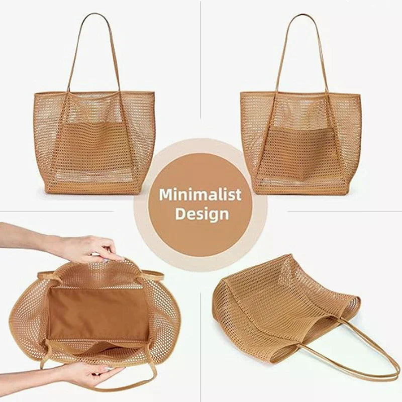 Women's Lightweight Mesh Tote Bag – Breathable Summer Shoulder Bag