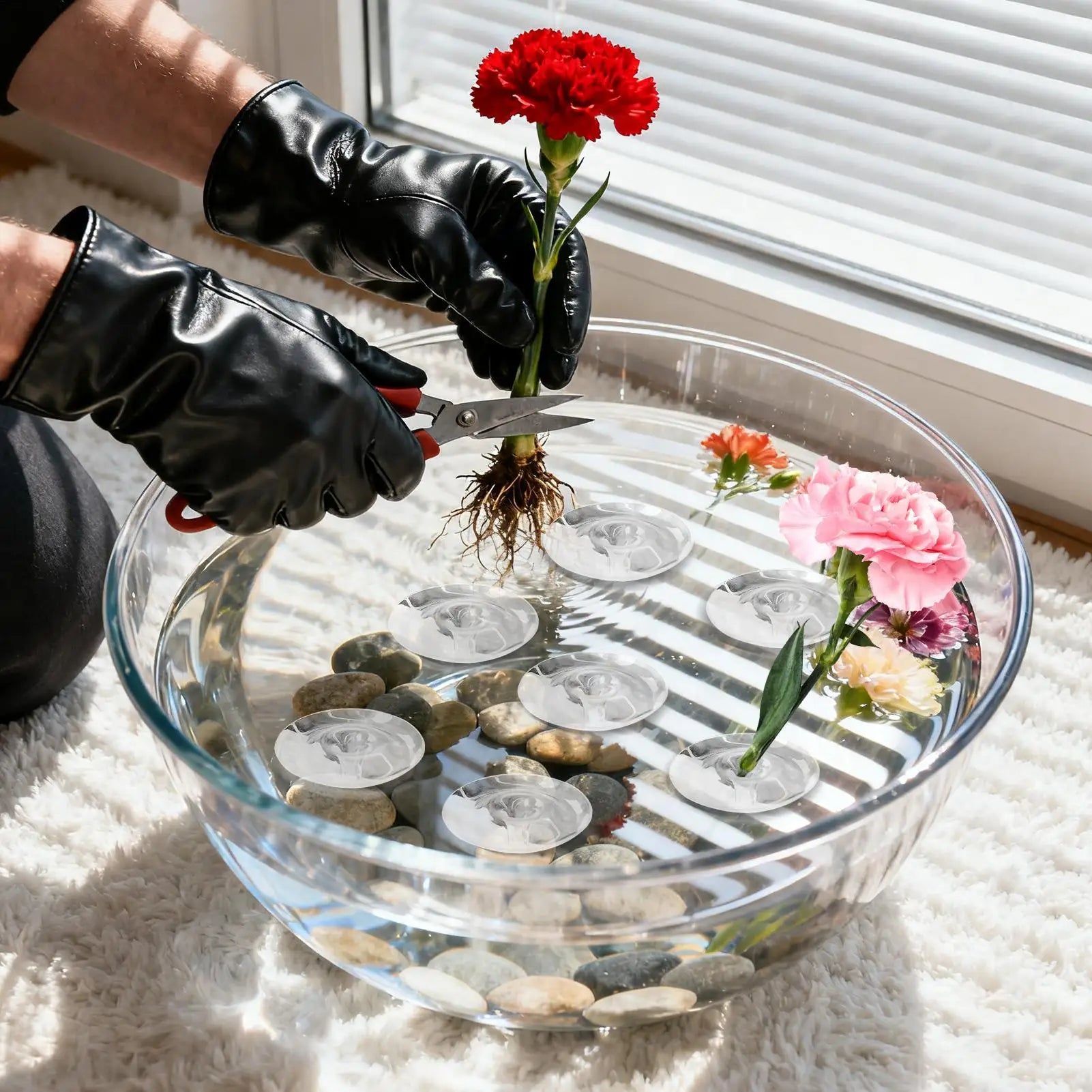 10pcs Transparent Stem Holder, Floating Floral Display Stand for Hydroponic Bowls Vases Fish Tanks, Home Decor Organizer Peaceful Pleasures Health and Wellness