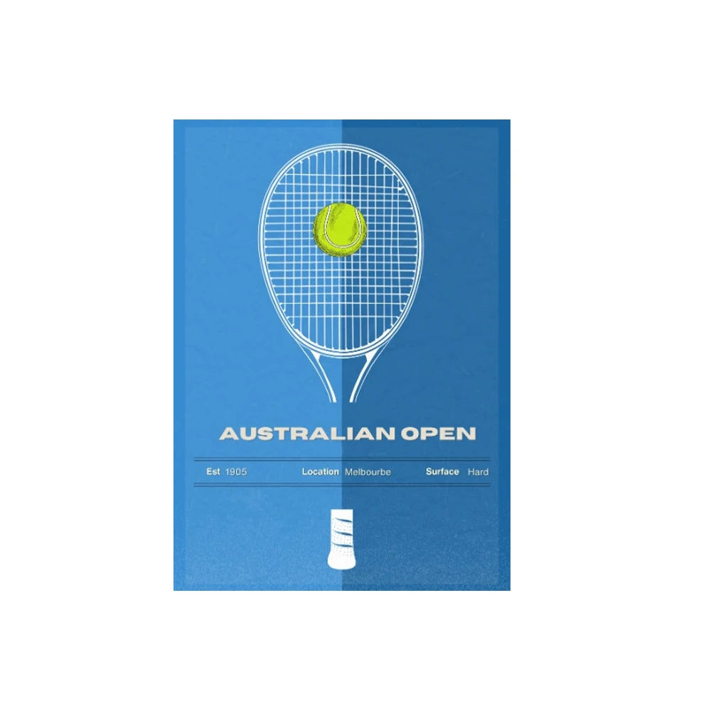 Tennis Evolution Wall Art Poster Aussie Open Canvas Art Prints US Open Wall Decor Picture Wimbledon Tennis Canvas Painting Peaceful Pleasures Health and Wellness PF37793 40x50cm Unframed