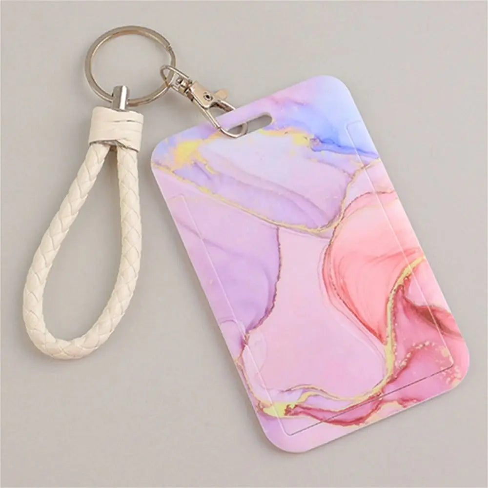 Office Supply Credit Card Keyrings Men And Women Pass Card ID Card Holder Credential Holder Lanyard Card Holder Card Straps Peaceful Pleasures Health and Wellness Light pink-Short