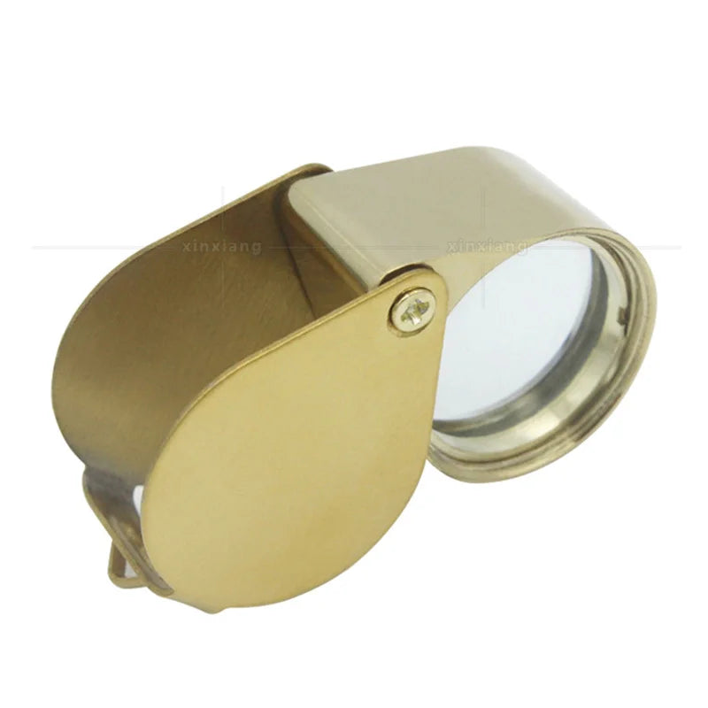 30X Folding Pocket Jeweler Magnifier Golden Color Foldable Magnifying Glass Portable Jewelry Loupe Monocle Mini Microscope Lupa Peaceful Pleasures Health and Wellness