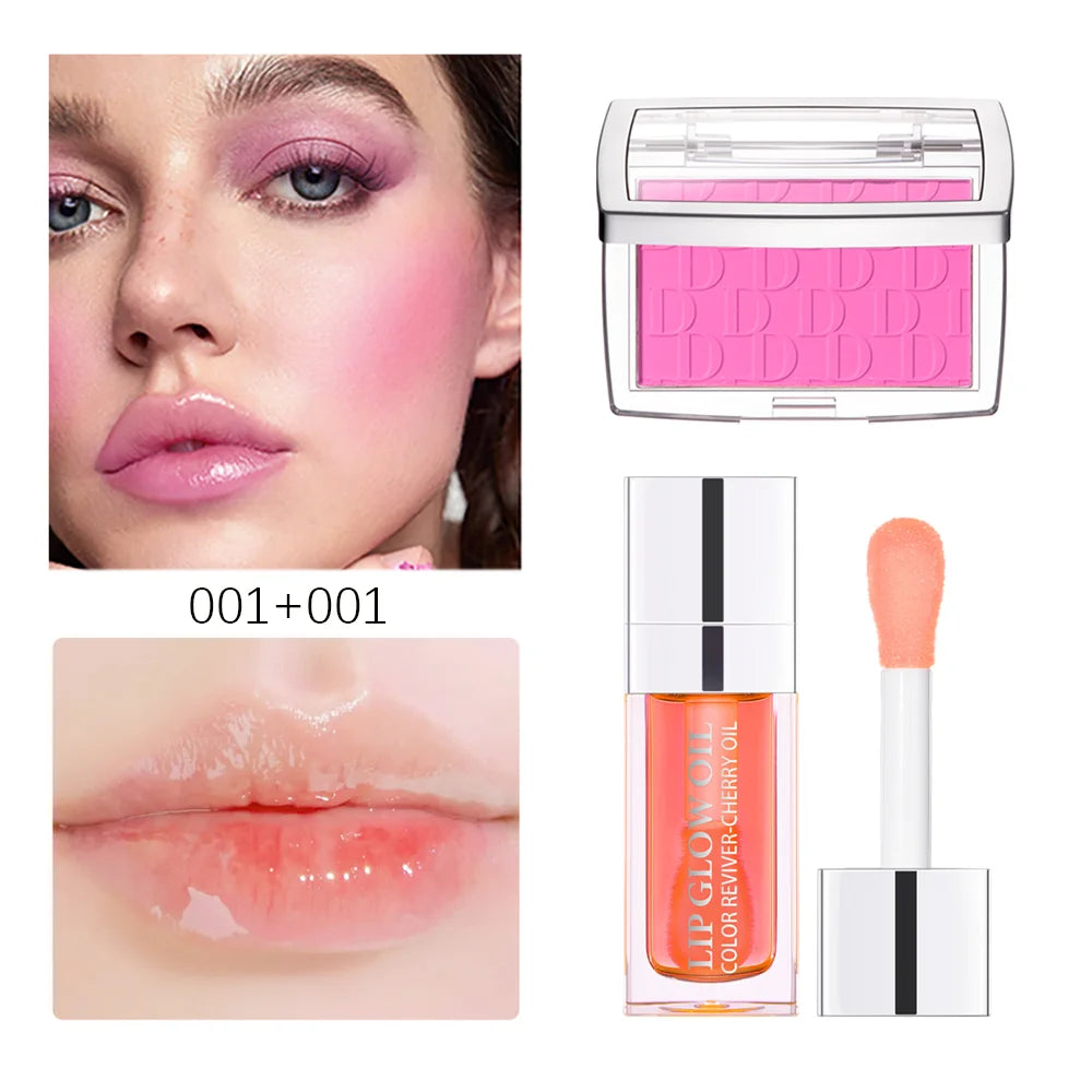ibcccndc Lip Glow Oil & Matte Blush Set | Plumping Lip Gloss Duo Lip & Blush Set Peaceful Pleasures Health and Wellness 001