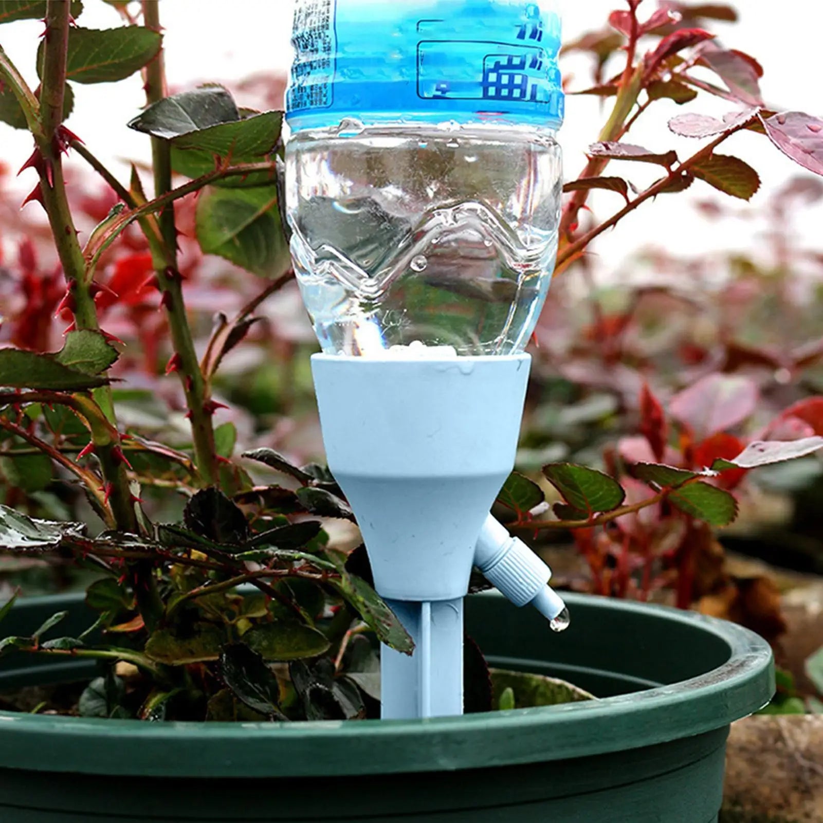 Plant Watering Spikes 3 Pieces Automatic Irrigation Dripper Bottle Plant Waterer with Control Valve for Indoor Outdoor Home Peaceful Pleasures Health and Wellness