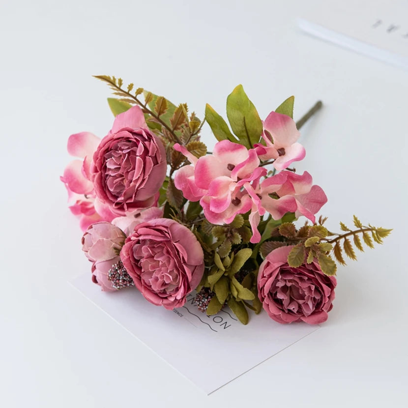 Artificial Silk Peony Hydrangea Flowers – Wedding & Home Decor