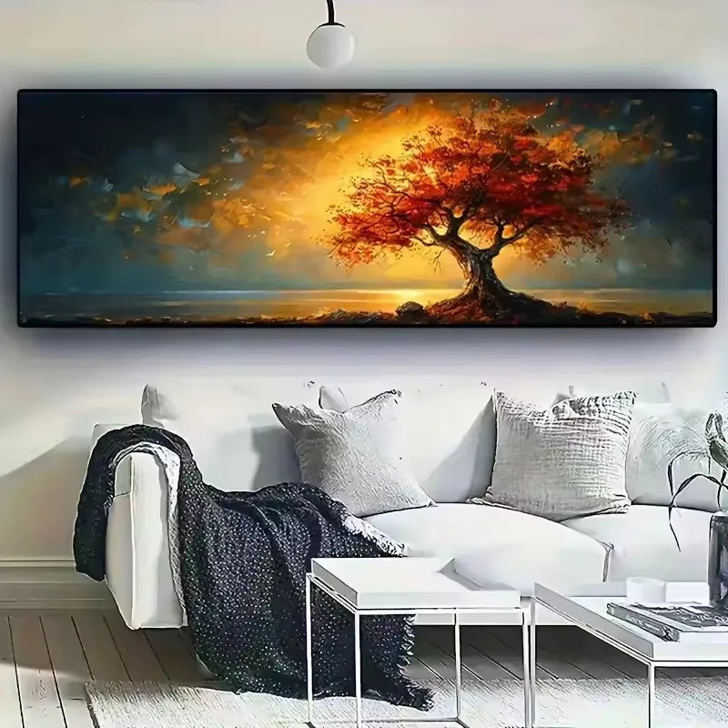 Tree of Life Canvas Poster Abstract Wall Art Modern Home Decor Print Painting Geometric Patterns Living Room Decor No Frame Peaceful Pleasures Health and Wellness ZLH039 70x210cm No Frame