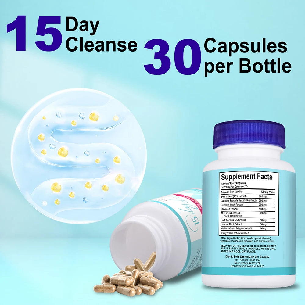 15-Day Colon Cleanse | Senna Leaf Digestive Support – 30 Caps