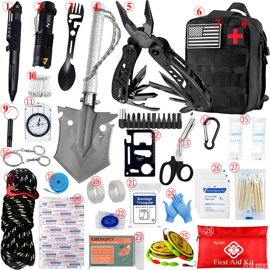 Top-Rated Car Survival First Aid Kit Full Molle Outdoor Emergency Trauma Pack for Camping Hiking IFAK EDC Essentials Peaceful Pleasures Health and Wellness
