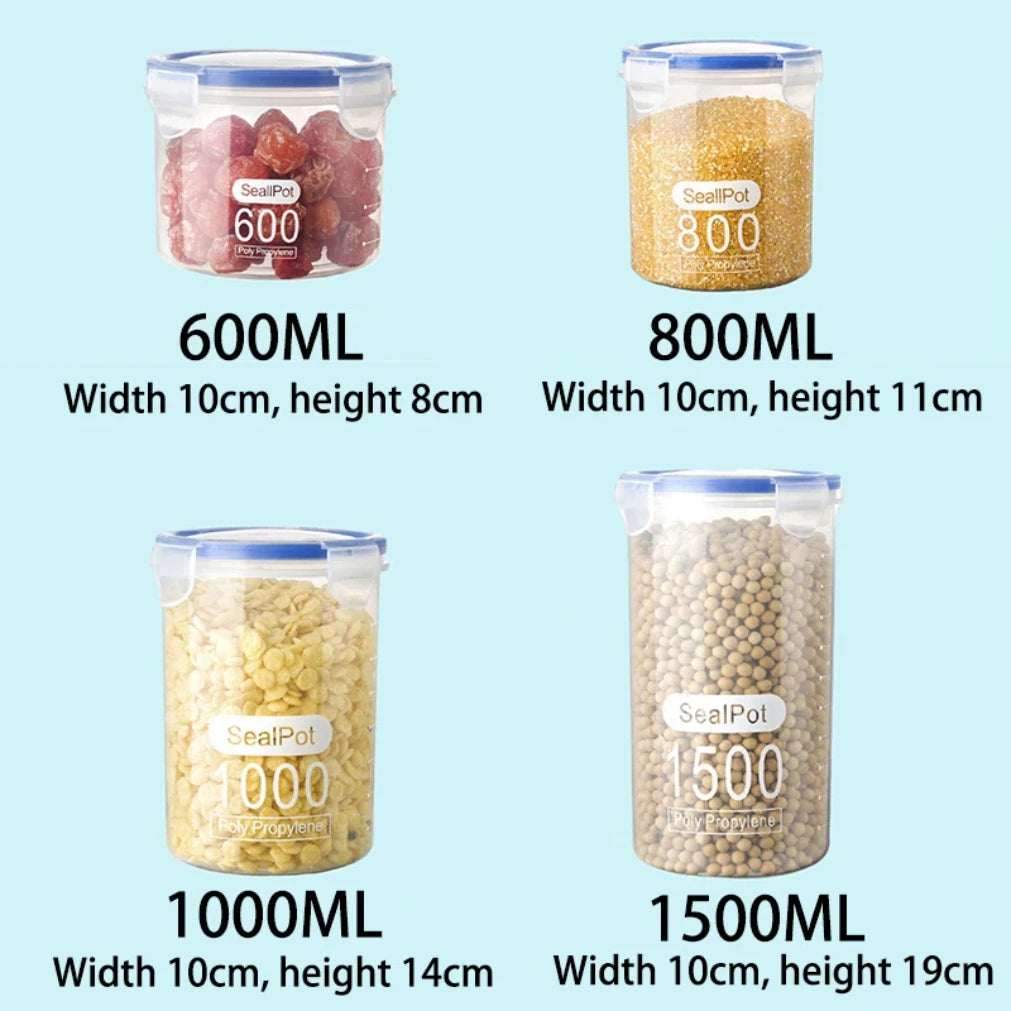 4-Piece Airtight Transparent Food Storage Jars | Kitchen Organizer