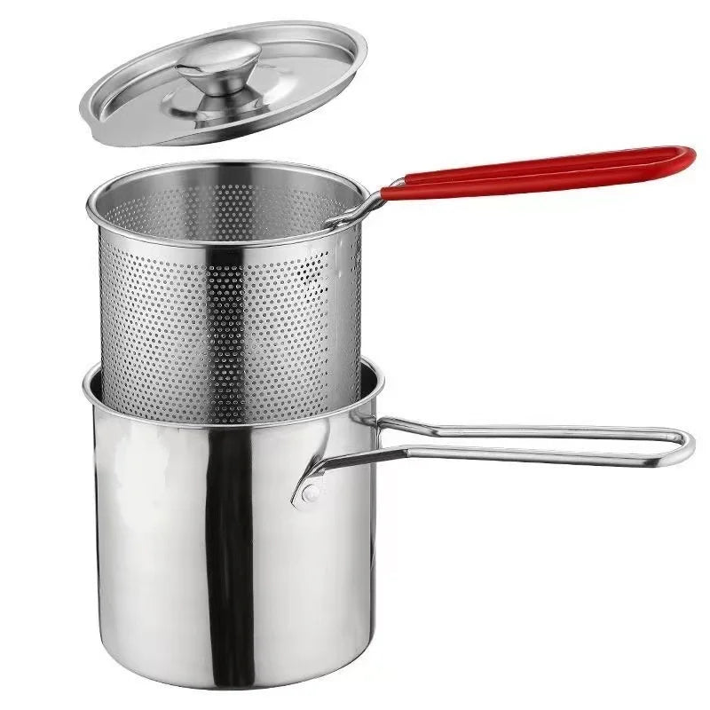 Stainless Steel Deep Fryer With Frying Basket Multifunctional Small Pot Kitchen Specific Frying Chicken And Other Cooking Tools Peaceful Pleasures Health and Wellness
