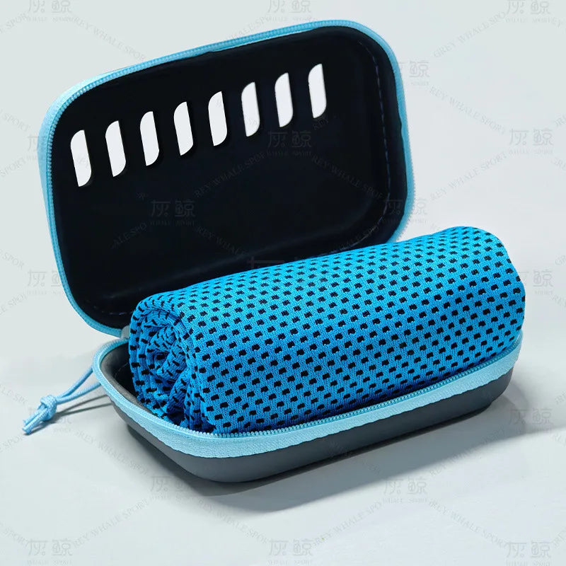 Camping Cooling Towels with EVA Case, Compact & Portable Travel Ice Towel Quick Dry Towels for Sports Gym, Hiking and Yoga Peaceful Pleasures Health and Wellness SKY BLUE