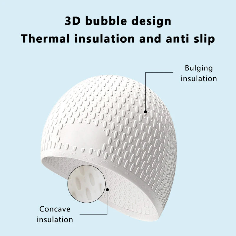 Silicone Bubble Swimming Cap – Waterproof & Ear Protection