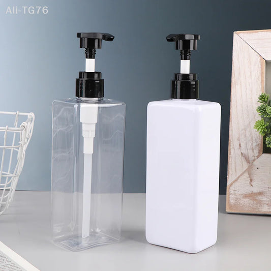 500ml Square Pump Dispenser Bottle – Refillable PET Plastic Pump Dispenser Bottle Peaceful Pleasures Health and Wellness