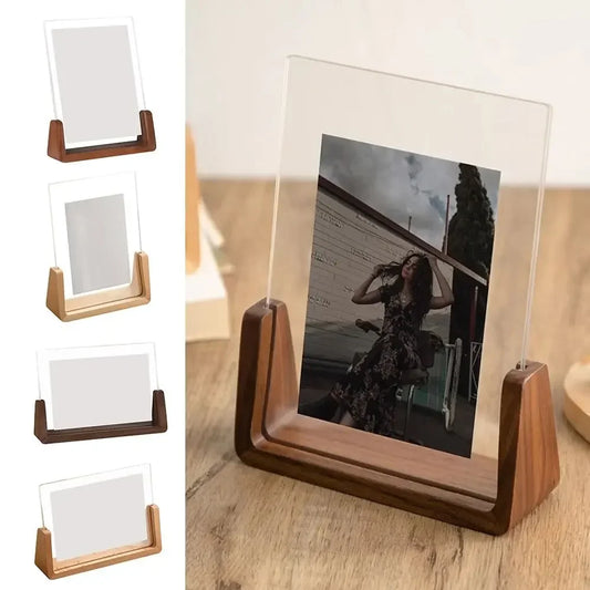 Acrylic & Wood Desktop Photo Frame | Walnut Beech U-Shape Desktop Photo Frame Oasis Select