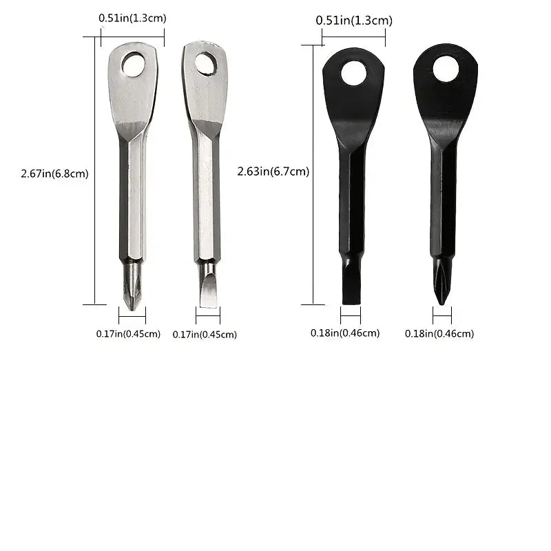 Keychain Screwdrivers Black Silver Durable Steel Portable Screwdriver
