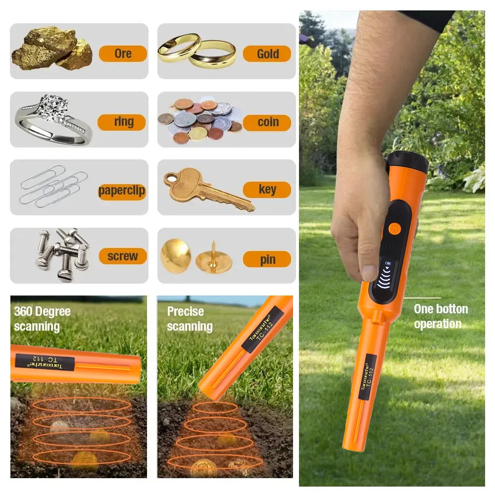 High Sensitivity Waterproof Metal Detector - 360° Scanning Adjustable Rod for Beach/Soil Hunting & Jewelry Pinpointing Peaceful Pleasures Health and Wellness