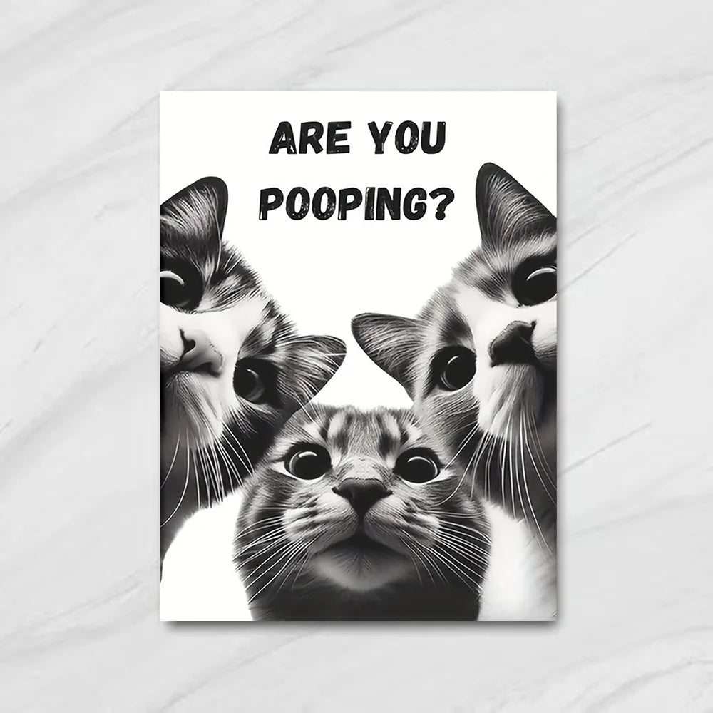 Funny Cat Bathroom Canvas Art, 'Are You Pooping?' Humorous Toilet Decor, Frameless Wall Art for Home, Cat Bathroom Decor Art Peaceful Pleasures Health and Wellness ZLH4683 40x60cm Unframed