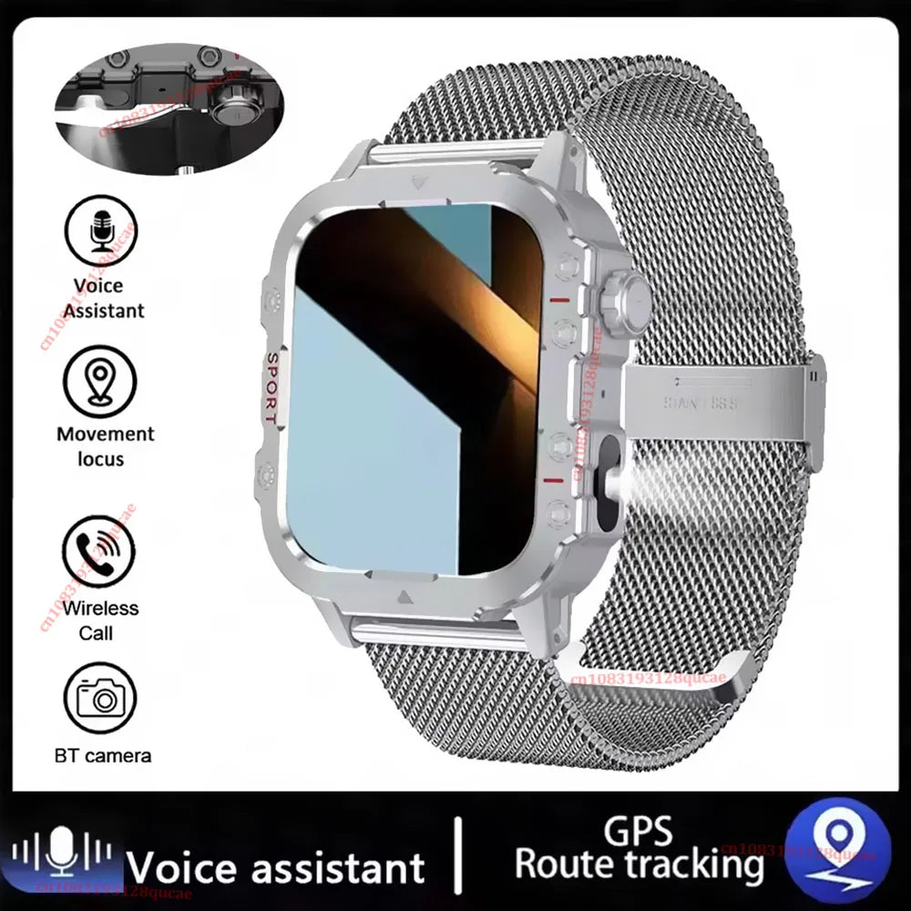 2026 New Military-grade Smart Watch Men GPS Flashlight 3ATM Waterproof Watch Bluetooth Calls 100+ Sports Outdoor Smartwatch Hw12 Peaceful Pleasures Health and Wellness Silver Milan