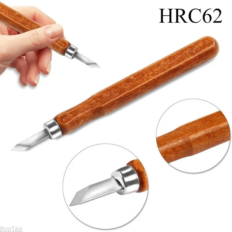 Wood Carving Chisel 12Pcs Art Knife Set HRC62 Multifunctional Handcraft Wooden Handle Cut Tools Organizer Parts Garden Crafts Peaceful Pleasures Health and Wellness