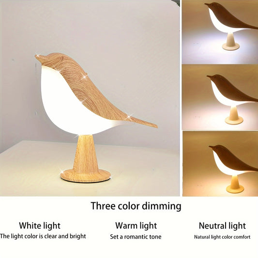 A cute LED night lamp featuring a small bird design, a three-adjustable-setting bedside lamp, an artistic, rechargeable, touch-o Peaceful Pleasures Health and Wellness