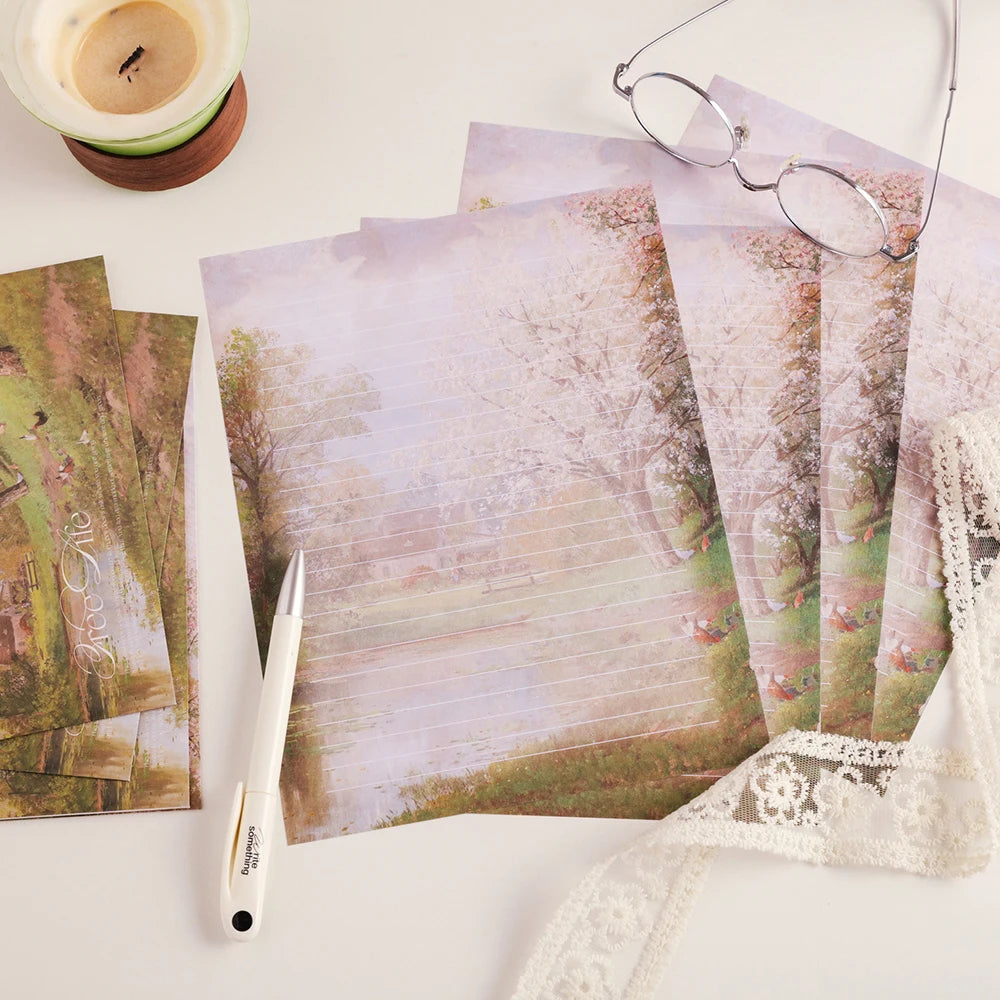 4 Sets Spring Countryside Envelope Letter Paper Gentle Retro Student