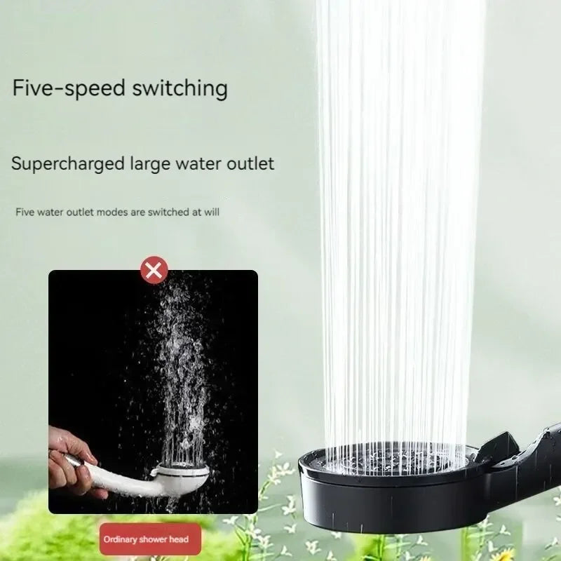 5-Mode High Pressure Rainfall Shower Head with Filter
