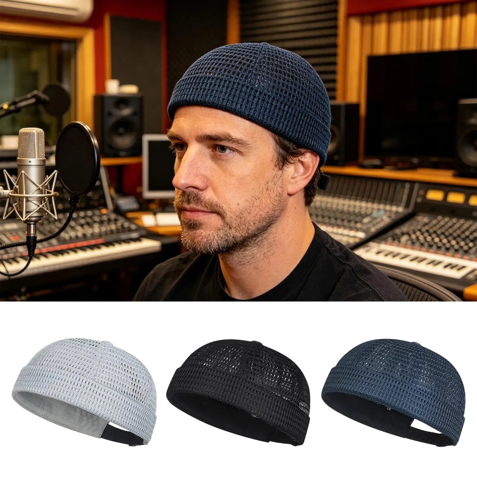 Breathable Mesh Brimless Hat Summer Skullcap Beanie for Men Grandfather Senior Bald Head, Outdoor Sports Running Cycling Travel Peaceful Pleasures Health and Wellness