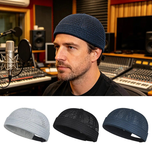 Breathable Mesh Brimless Hat Summer Skullcap Beanie for Men Grandfather Senior Bald Head, Outdoor Sports Running Cycling Travel Peaceful Pleasures Health and Wellness